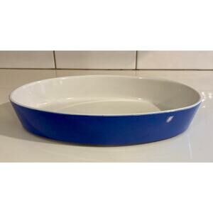 Vintage Blue Stoneware Casserole Dish made in Portugal